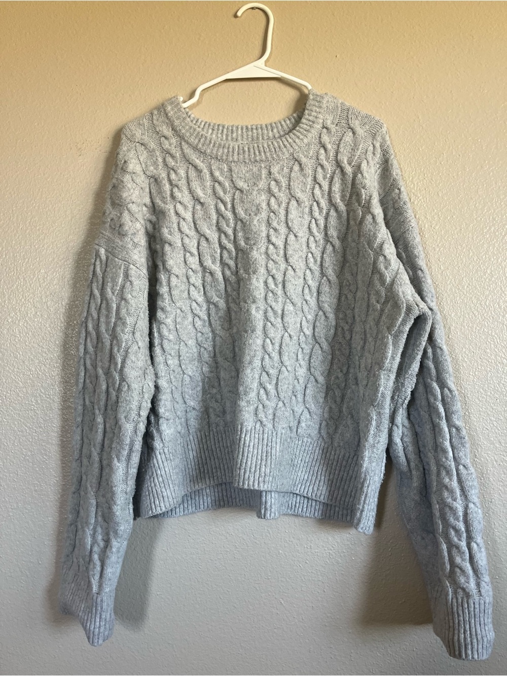 A New Day Light Gray Ribbed Knit Sweater